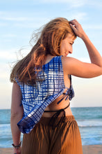 Carregar imagem no visualizador da galeria, Grid Indigo Adire sleaveless top