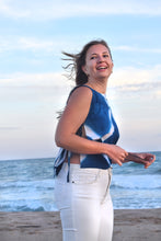 Load image into Gallery viewer, Deep Turquoise Tie&Dye top with side strings