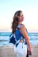 Load image into Gallery viewer, Deep Turquoise Tie&Dye top with side strings