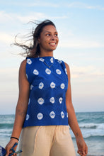 Load image into Gallery viewer, Indigo Adire Oniko top with back strings
