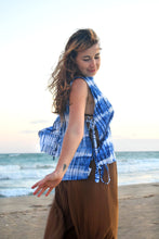 Carregar imagem no visualizador da galeria, Striped Indigo Tie&Dye top with side and back strings
