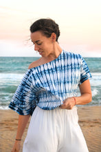 Load image into Gallery viewer, Striped Turquoise Tie&Dye crop top