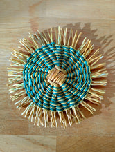 Load image into Gallery viewer, Set of 2 Handwoven Dark Green and Natural Straw Coasters