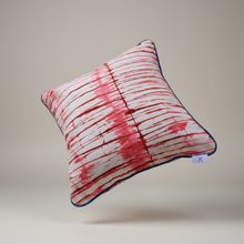 Load image into Gallery viewer, Pink tie dye cushion cover with blue piping
