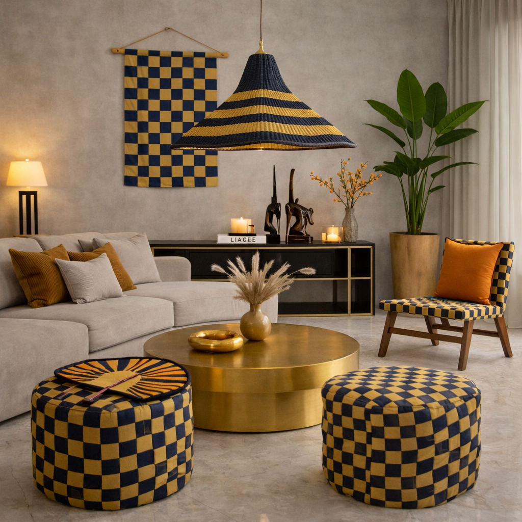 Checkerboard Woven Living Room