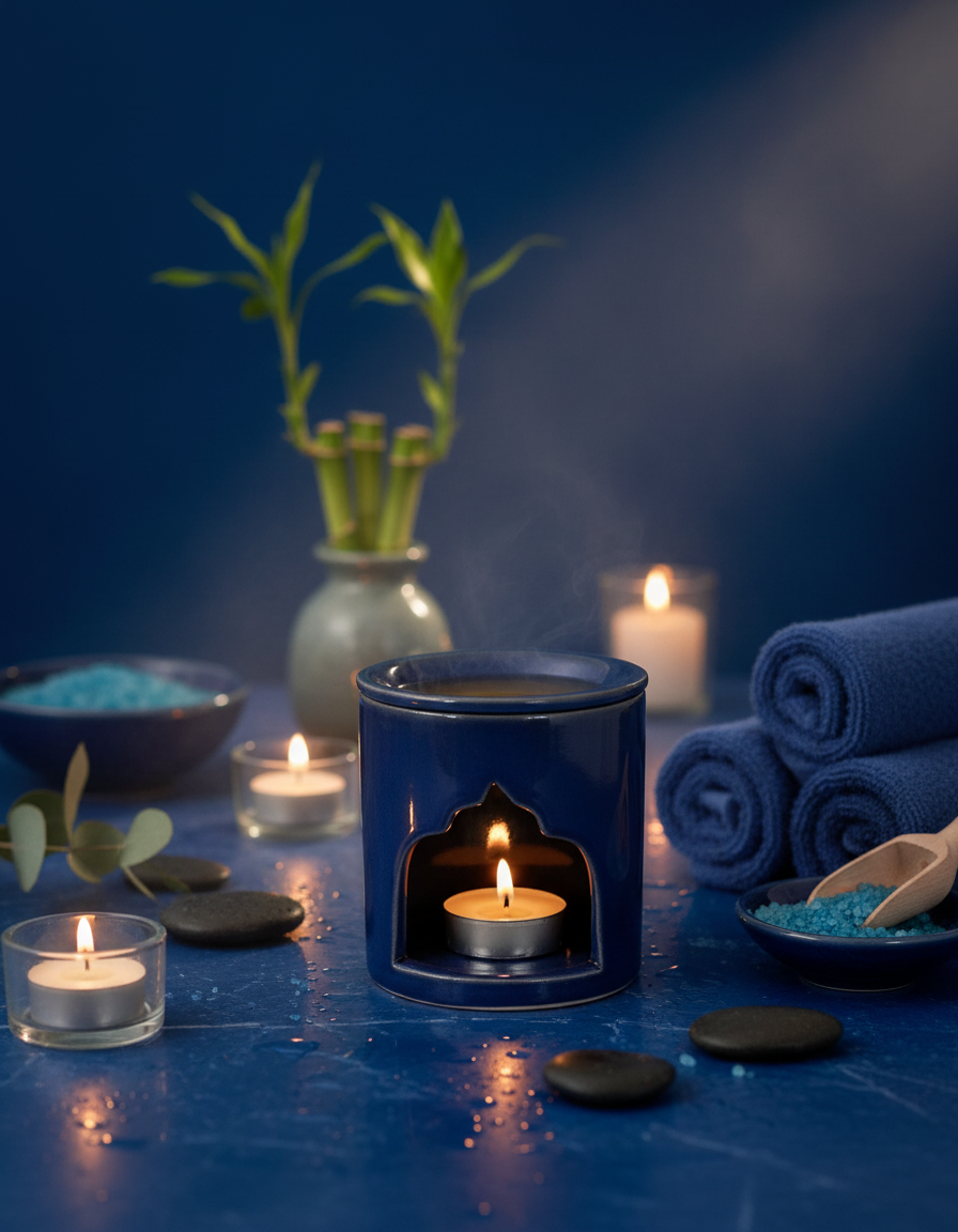 Navy Ceramic Oil Burner