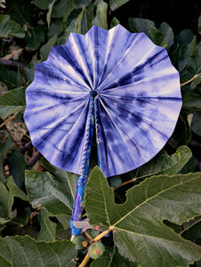 Indigo Abstract Tie & Dye Fan