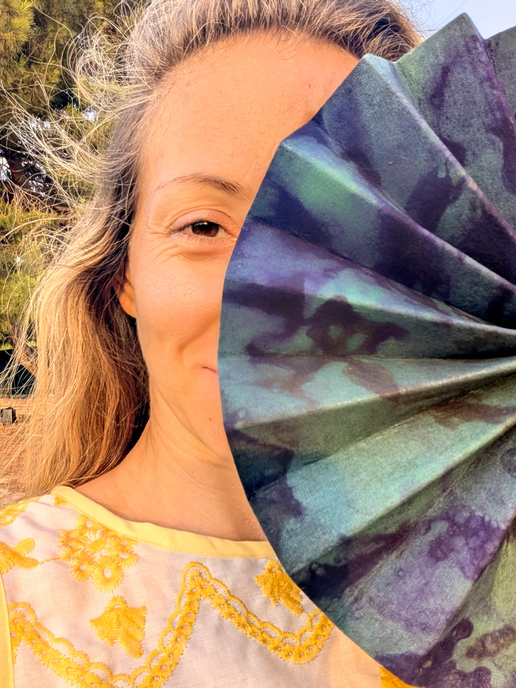 Blue Green Tie & Dye Fan