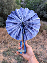 Load image into Gallery viewer, Indigo Abstract Tie &amp; Dye Fan
