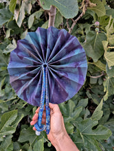 Load image into Gallery viewer, Blue Green Tie &amp; Dye Fan
