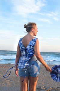 Itajime Adire sleaveless top with open back