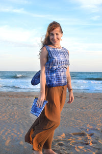 Grid Indigo Adire sleaveless top