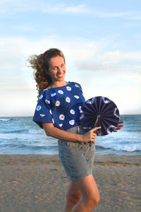 Indigo Adire Oniko loose crop top