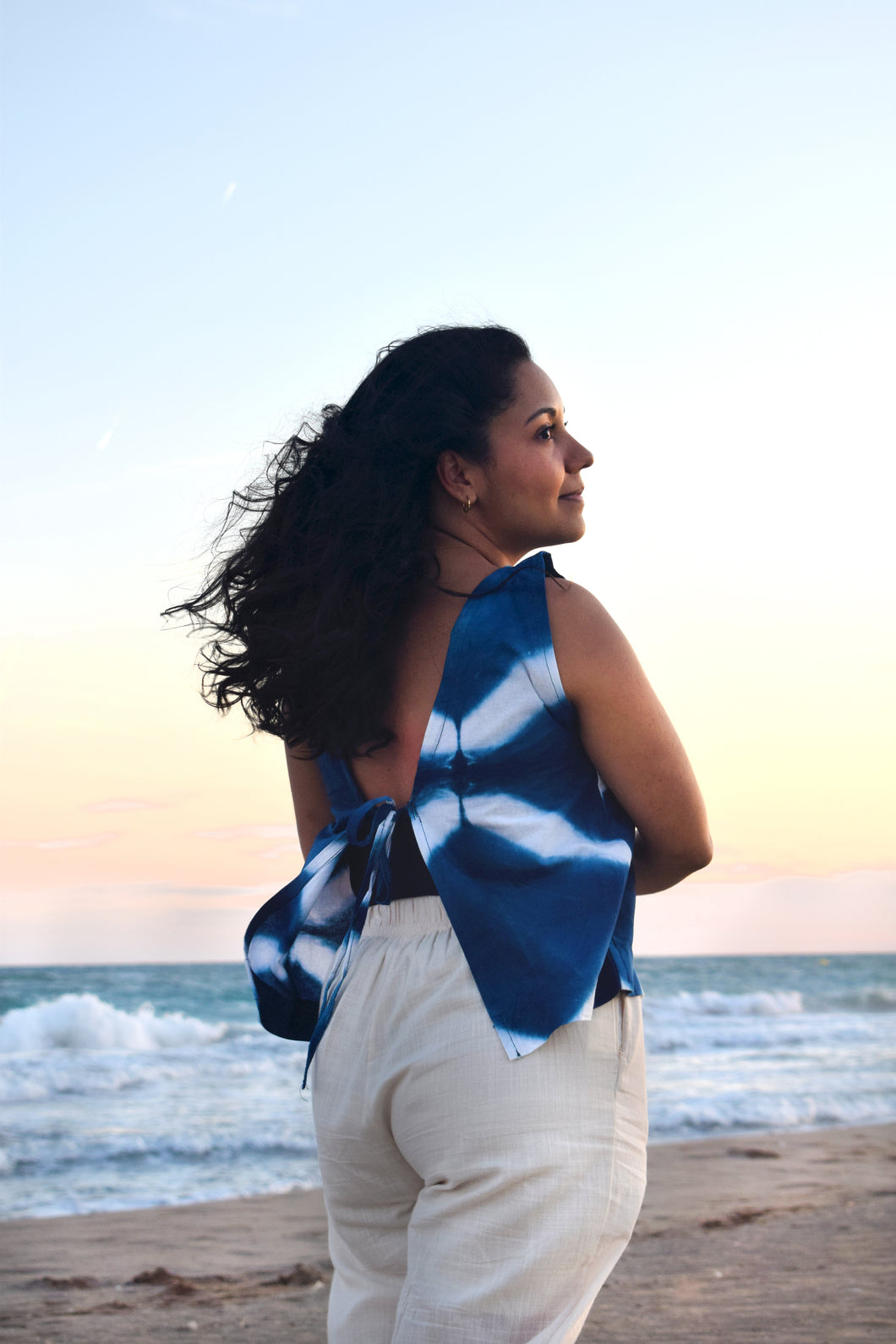 Deep Turquoise Tie&Dye top with back strings