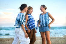 Load image into Gallery viewer, Striped Turquoise Tie&amp;Dye crop top
