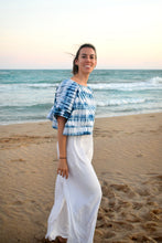 Load image into Gallery viewer, Striped Turquoise Tie&amp;Dye crop top
