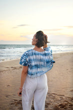 Load image into Gallery viewer, Striped Turquoise Tie&amp;Dye crop top
