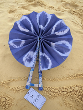 Load image into Gallery viewer, Indigo Tie &amp; Dye circles Fan
