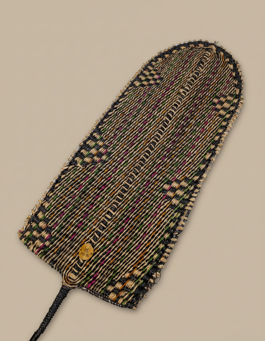 black and neutral straw woven banana leaf 