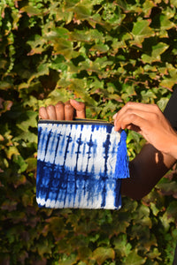 Striped Indigo Tie&Dye pouch - Size S