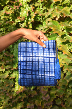 Load image into Gallery viewer, Indigo Grid Tie&amp;Dye pouch

