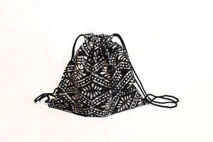 Dudu Ati Funfun Batik Drawstring Bag - Handmade in Nigeria