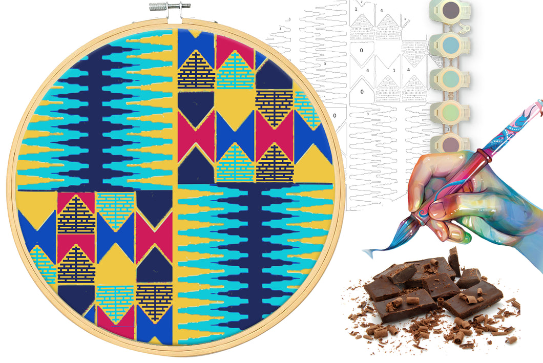 DIY Paint By Numbers kit - African Kente Pattern